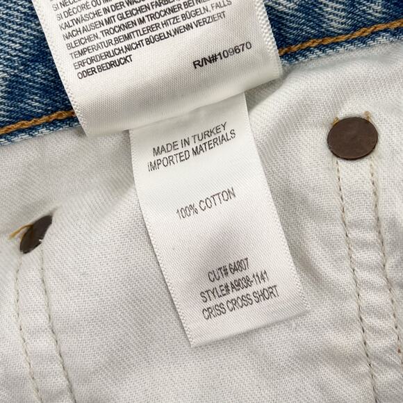 AGOLDE Criss Cross Denim Shorts Women’s Size 28 Symbol Wash High Rise - Picture 4 of 5